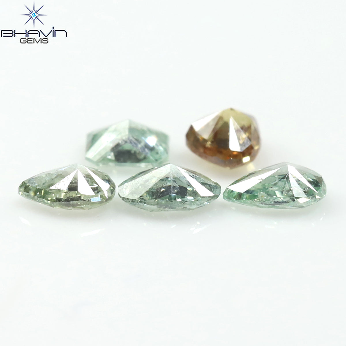 0.51 CT/5 Pcs Natural Mix Diamond Enhanced Bluish Green Color Clarity SI (3.65 MM)