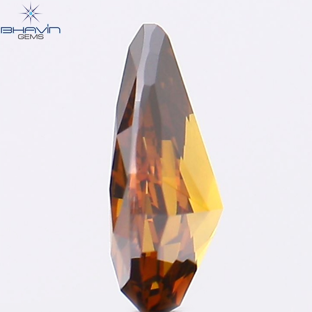 0.31 CT Natural Pear Diamond Enhanced Cognac Color Clarity VS1 (5.96 MM)