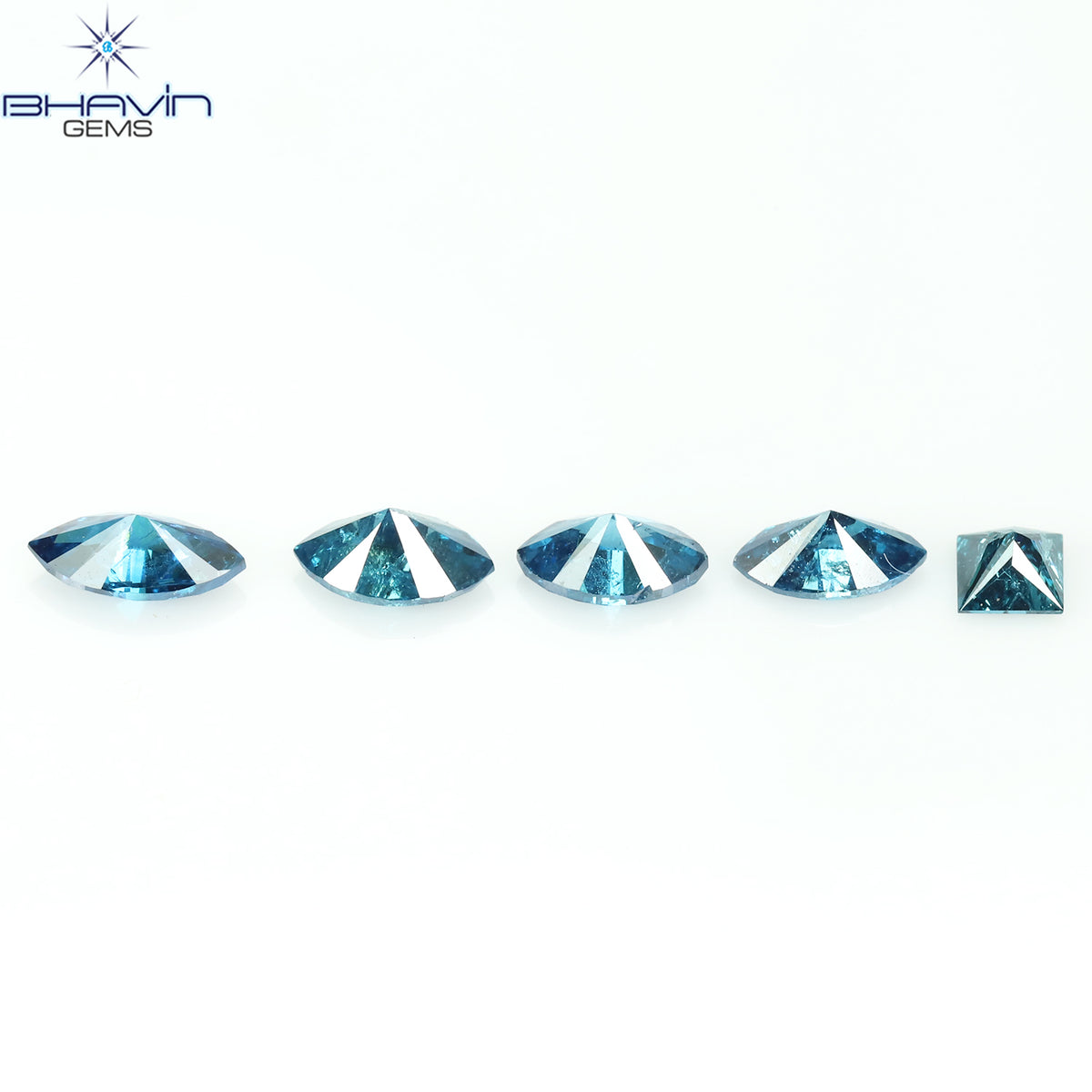 0.48 CT/5 Pcs Natural Marquise Diamond Enhanced Blue Color Clarity I2 (4.44 MM)