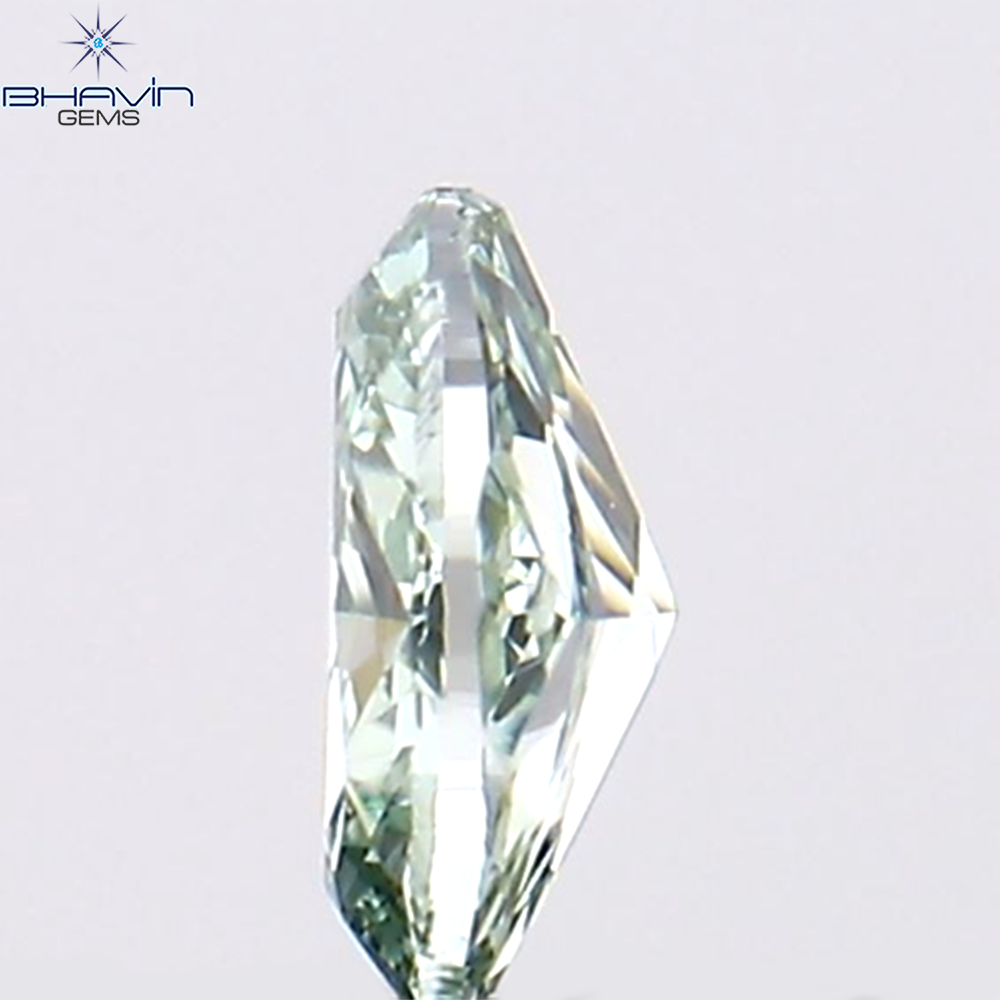 0.10 CT オーバルシェイプ ナチュラル ダイヤモンド ブルーイッシュ グリーン カラー VS1 クラリティ (3.55 MM)