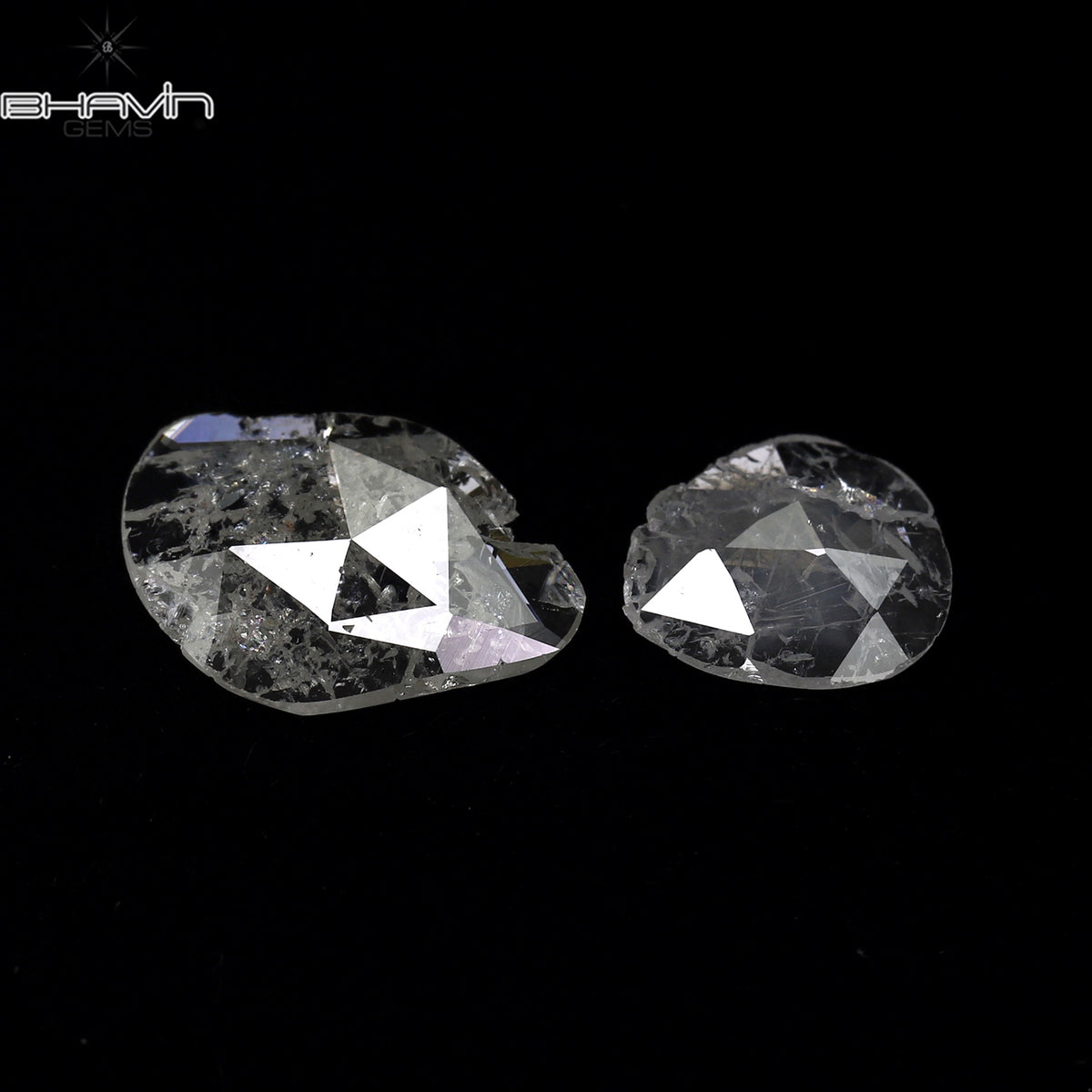 0.84 CT/2 Pcs Natural Rosecut Polki Diamond White Color Clarity I3 (9.26 MM)