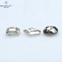 0.60 CT/3 ピース ミックス シェイプ ナチュラル ダイヤモンド ソルト アンド ペッパー カラー I3 クラリティ (4.52 MM)