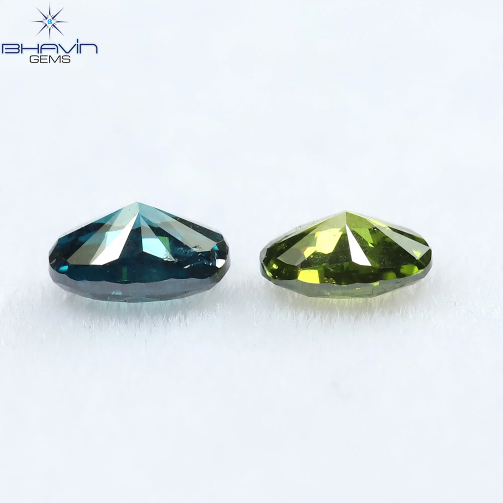 0.24 CT/2 ピース オーバル シェイプ ナチュラル ダイヤモンド ミックス カラー SI1 クラリティ (3.60 MM)