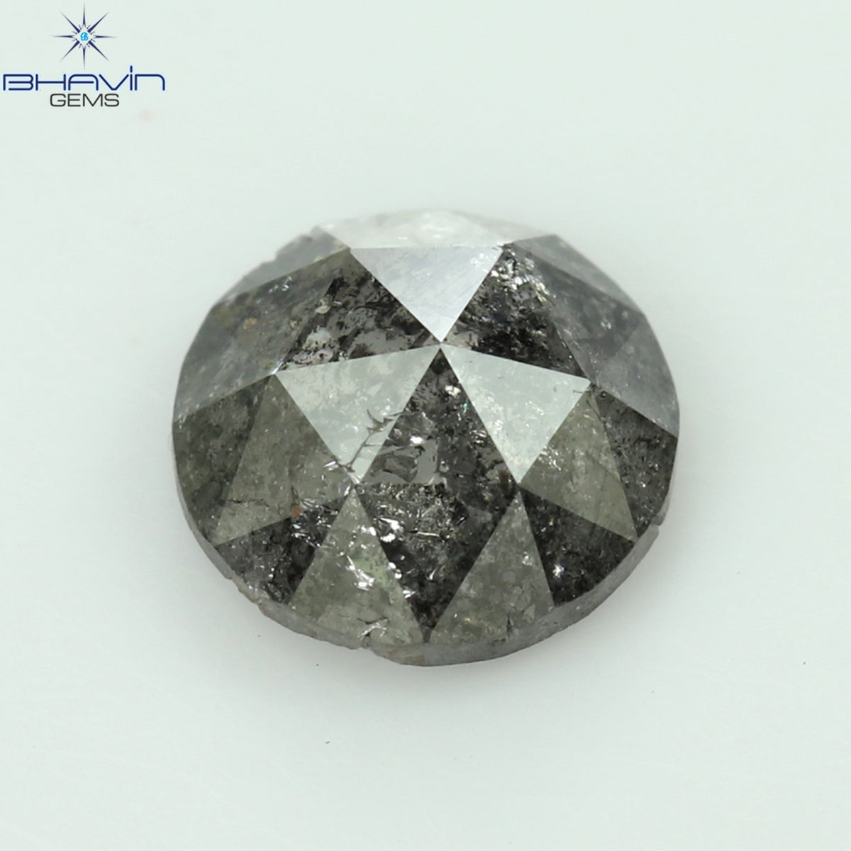 0.69 CT ラウンド ローズ カット シェイプ 天然ダイヤモンド ソルト アンド ペッパー カラー I3 クラリティ (5.76 MM)