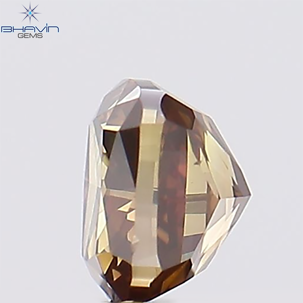 0.37 CT、クッション ダイヤモンド、ブラウン ピンク色、クラリティ VS1 (3.85 MM)