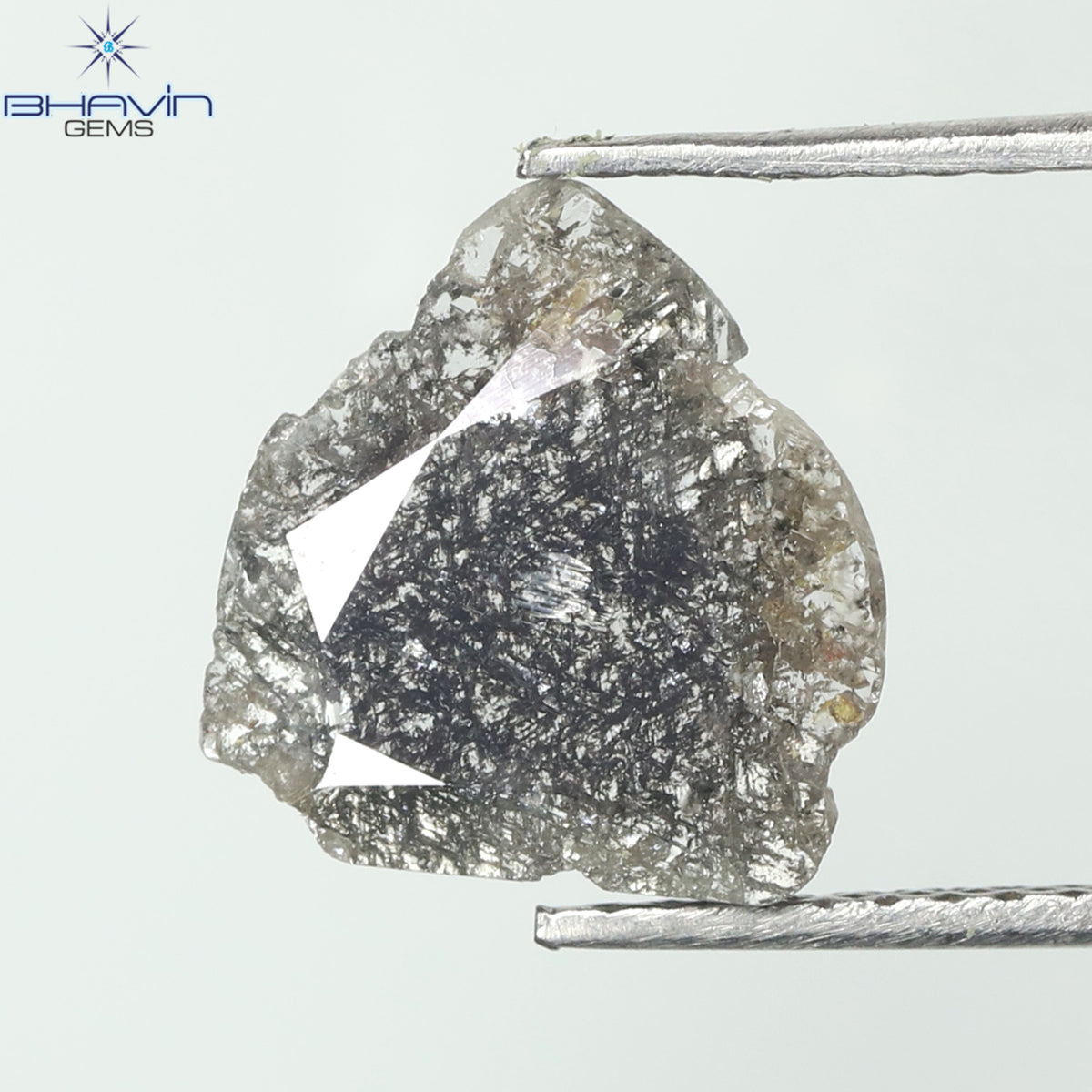 1.20 CT Slice Natural Diamond Salt And Pepper Color Clarity I3 (10.38 MM)