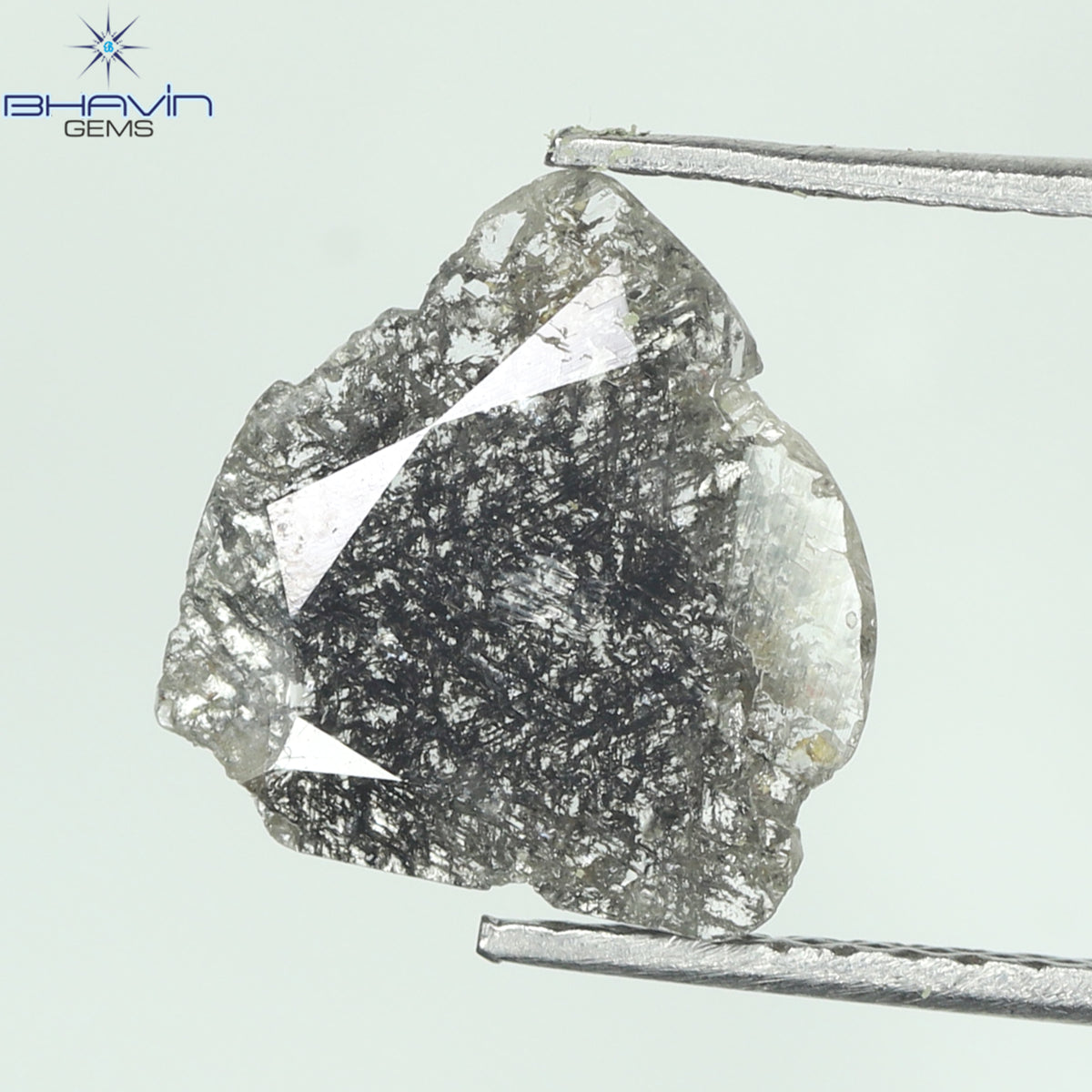 1.20 CT Slice Natural Diamond Salt And Pepper Color Clarity I3 (10.38 MM)