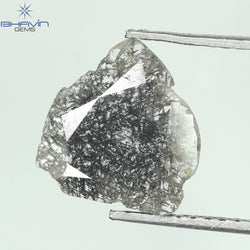 1.20 CT スライス形状 天然ダイヤモンド ソルト アンド ペッパー カラー I3 クラリティ (10.38 MM)