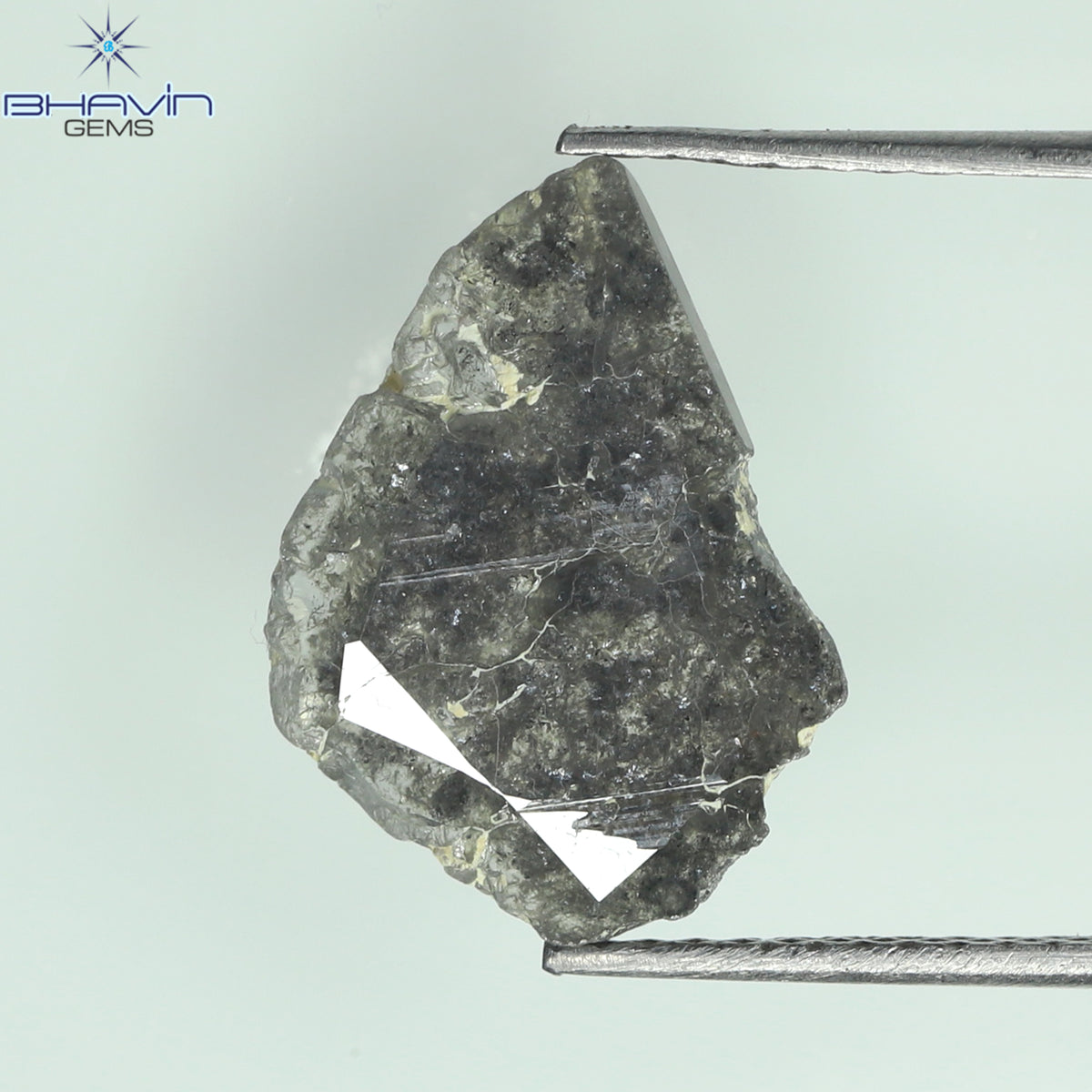 2.28 CT スライス形状 天然ダイヤモンド ソルト アンド ペッパー カラー I3 クラリティ (13.30 MM)