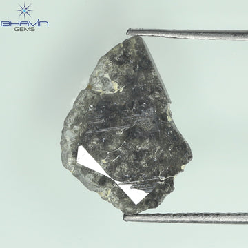 2.28 CT スライス形状 天然ダイヤモンド ソルト アンド ペッパー カラー I3 クラリティ (13.30 MM)