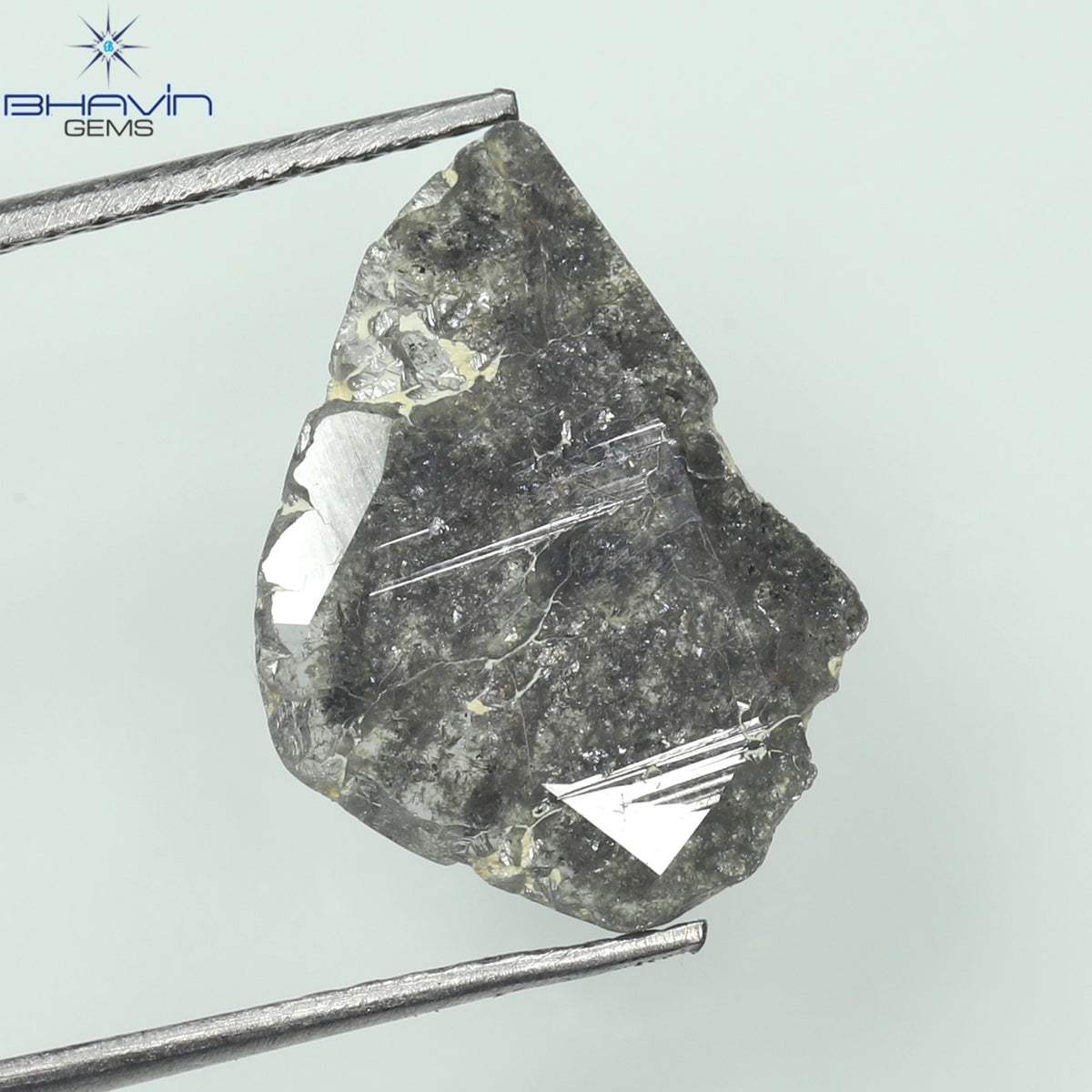 2.28 CT スライス形状 天然ダイヤモンド ソルト アンド ペッパー カラー I3 クラリティ (13.30 MM)