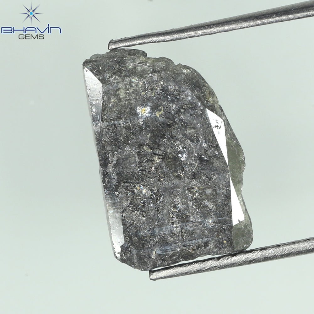 1.59 CT スライス シェイプ ナチュラル ダイヤモンド ソルト アンド ペッパー カラー I3 クラリティ (12.50 MM)