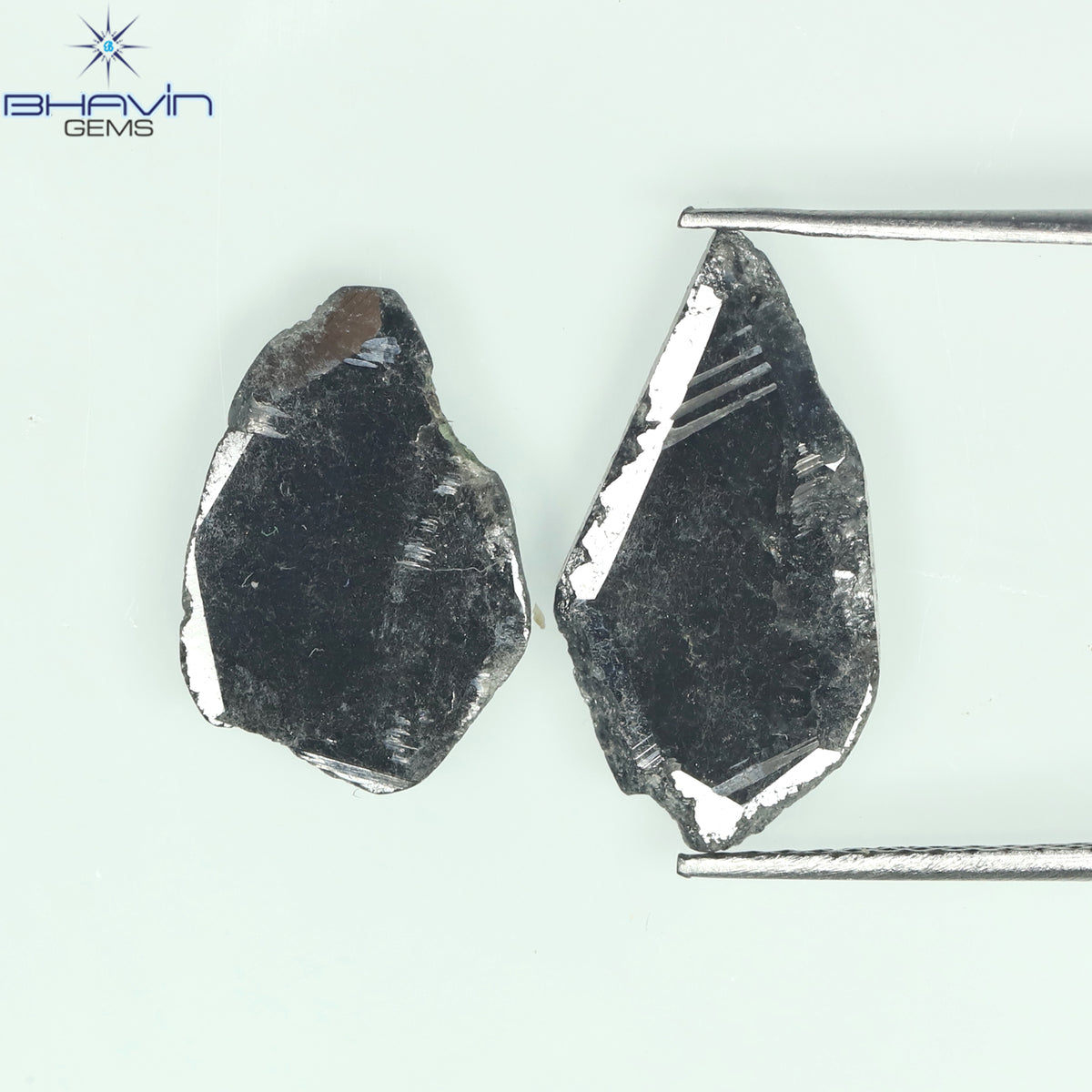 2.69 CT (2 Pcs) Slice Natural Diamond Black Color Clarity I3 (15.45 MM)