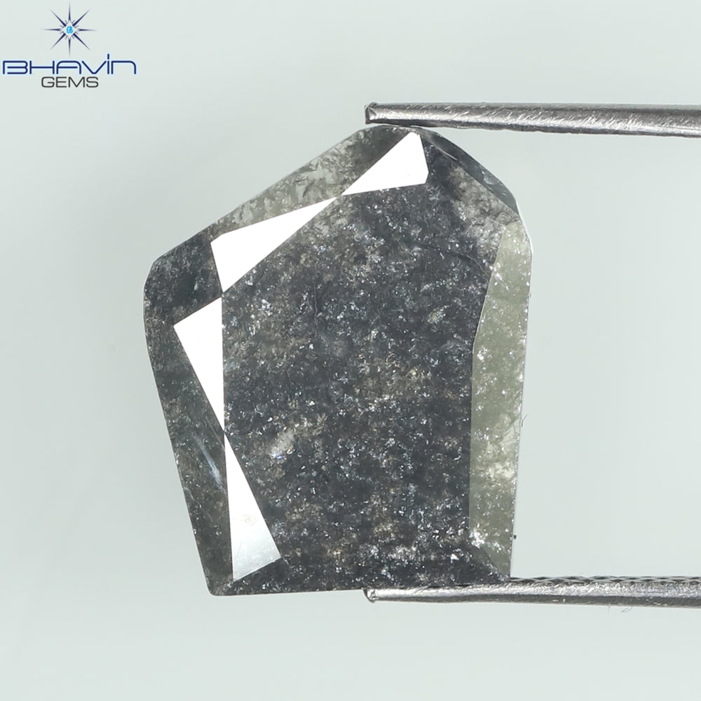 2.69 CT スライス シェイプ ナチュラル ダイヤモンド ソルト アンド ペッパー カラー I3 クラリティ (12.60 MM)