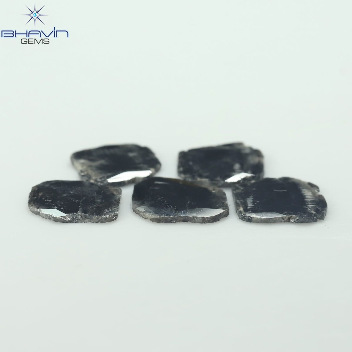 5.11 CT (5 Pcs) Slice Natural Diamond Black Color Clarity I3 (11.47 MM)