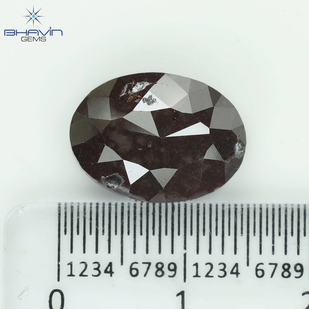 7.79 CT、楕円形、ブラウン レッド ナチュラル ダイヤモンド、(14.09 MM)