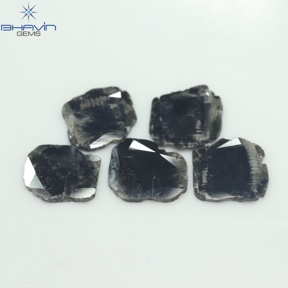 5.11 CT (5 Pcs) Slice Natural Diamond Black Color Clarity I3 (11.47 MM)