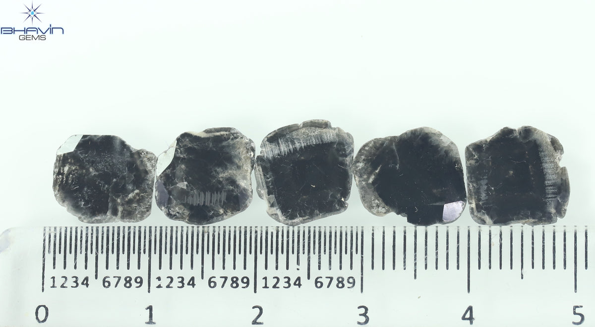 5.11 CT (5 Pcs) Slice Natural Diamond Black Color Clarity I3 (11.47 MM)
