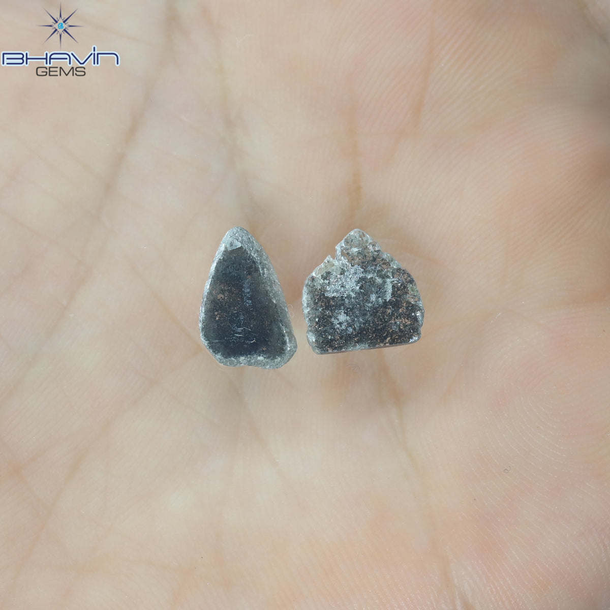 2.03 CT スライス シェイプ ナチュラル ダイヤモンド ソルト アンド ペッパー カラー I3 クラリティ (11.00 MM)