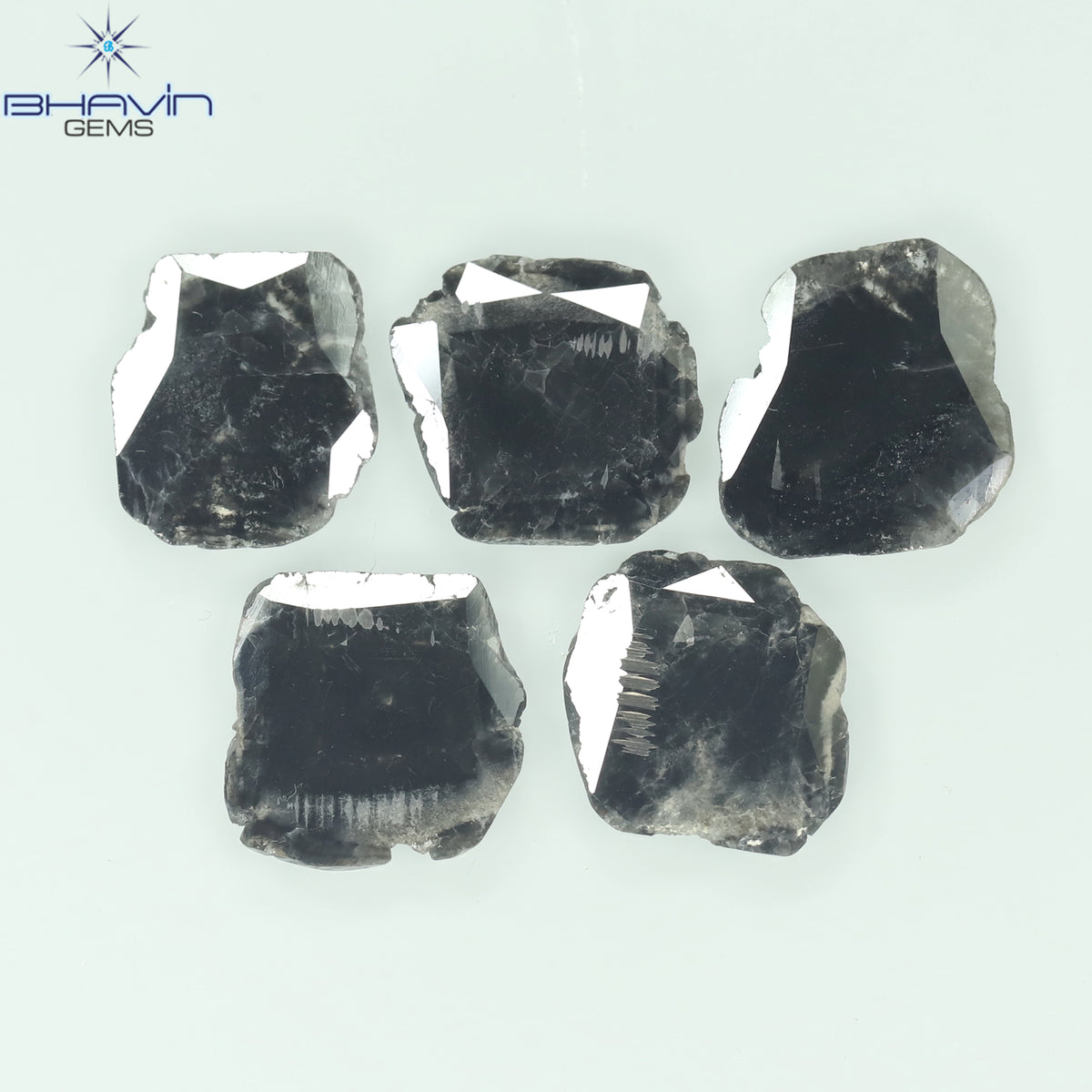 5.11 CT (5 Pcs) Slice Natural Diamond Black Color Clarity I3 (11.47 MM)