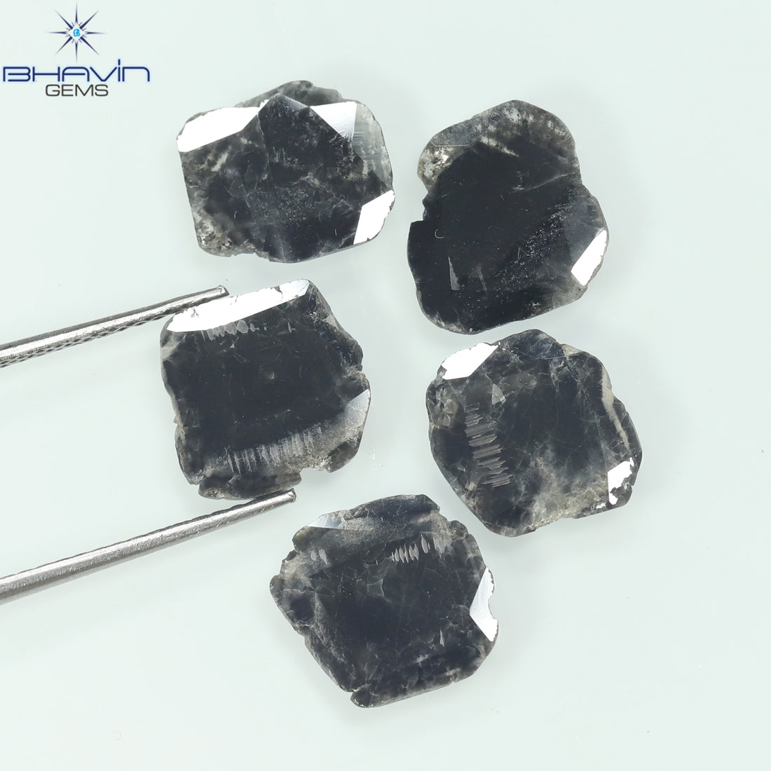 5.11 CT (5 Pcs) Slice Natural Diamond Black Color Clarity I3 (11.47 MM)
