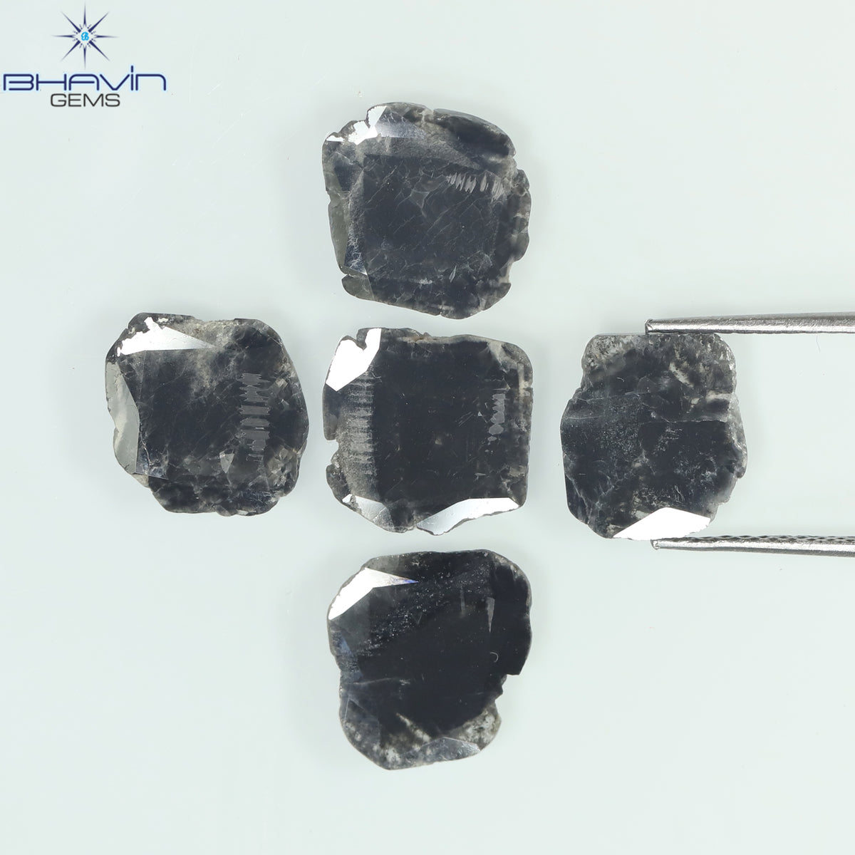 5.11 CT (5 Pcs) Slice Natural Diamond Black Color Clarity I3 (11.47 MM)