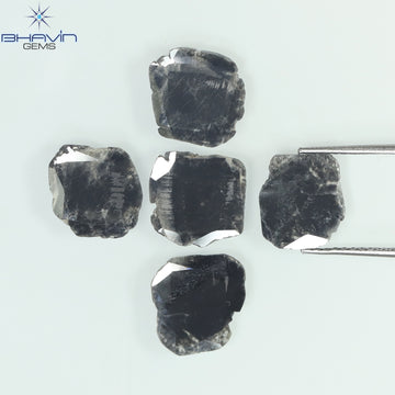5.11 CT (5 Pcs) Slice Natural Diamond Black Color Clarity I3 (11.47 MM)