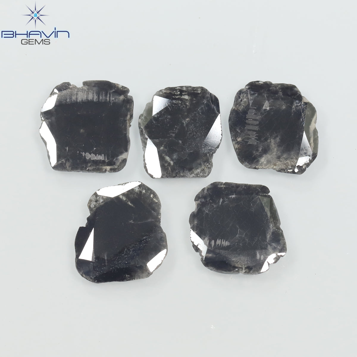 5.11 CT (5 Pcs) Slice Natural Diamond Black Color Clarity I3 (11.47 MM)
