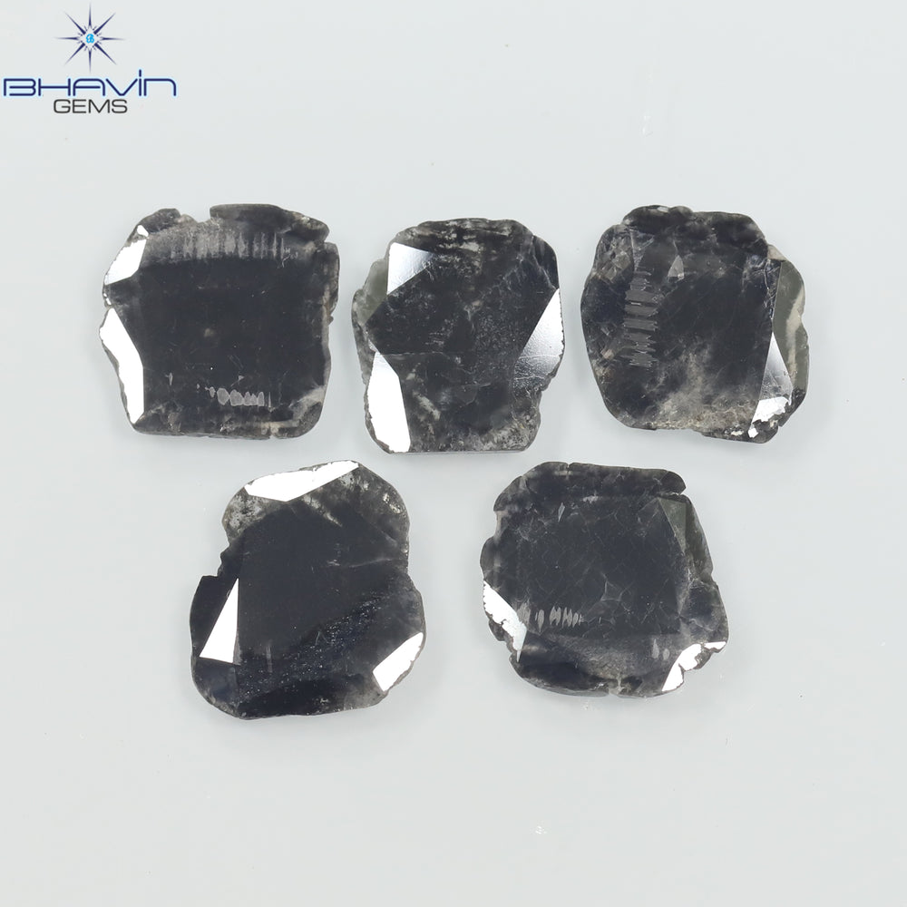 5.11 CT/5 PCS Slice Shape Natural Diamond Black Color I3 Clarity (11.47 MM)