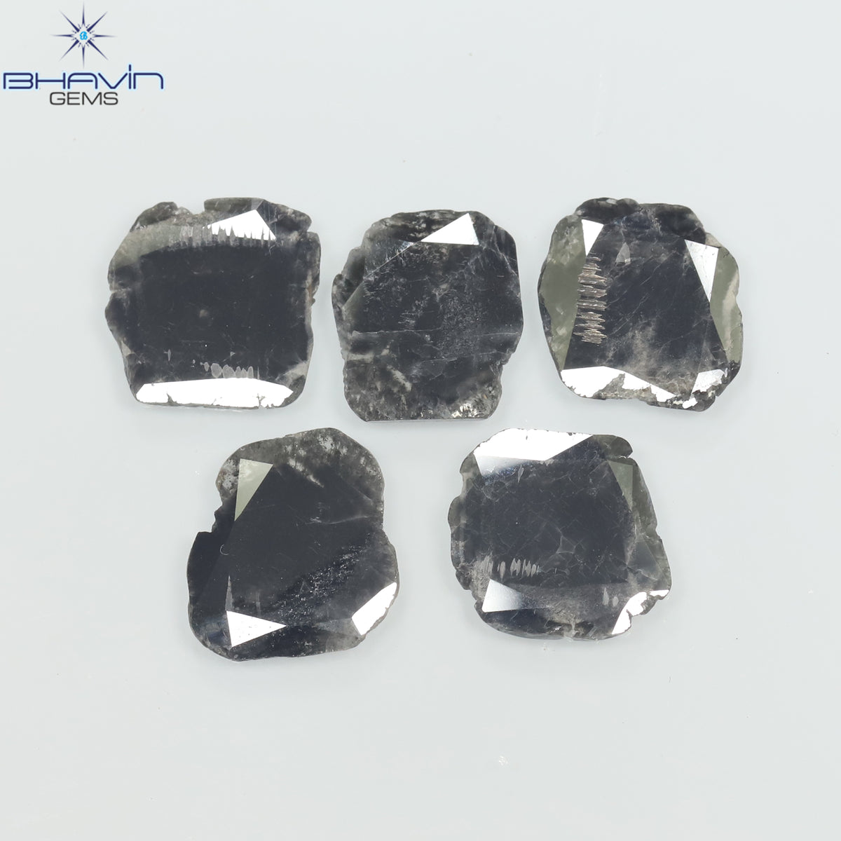5.11 CT (5 Pcs) Slice Natural Diamond Black Color Clarity I3 (11.47 MM)