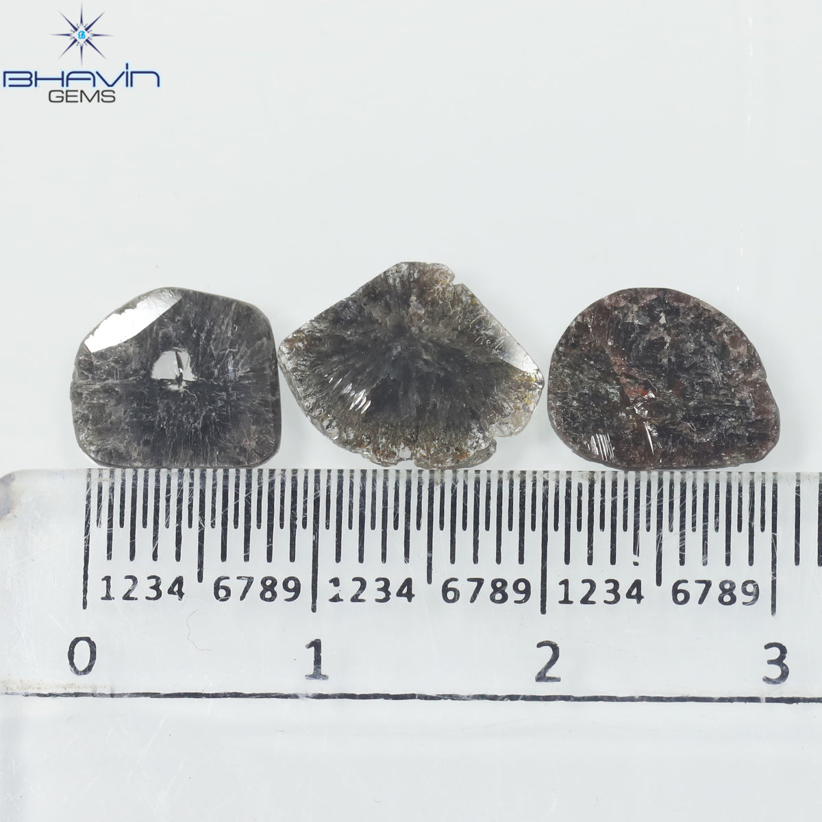 3.10 CT (3 Pcs) Slice Natural Diamond Salt And Pepper Color Clarity I3 (11.85 MM)