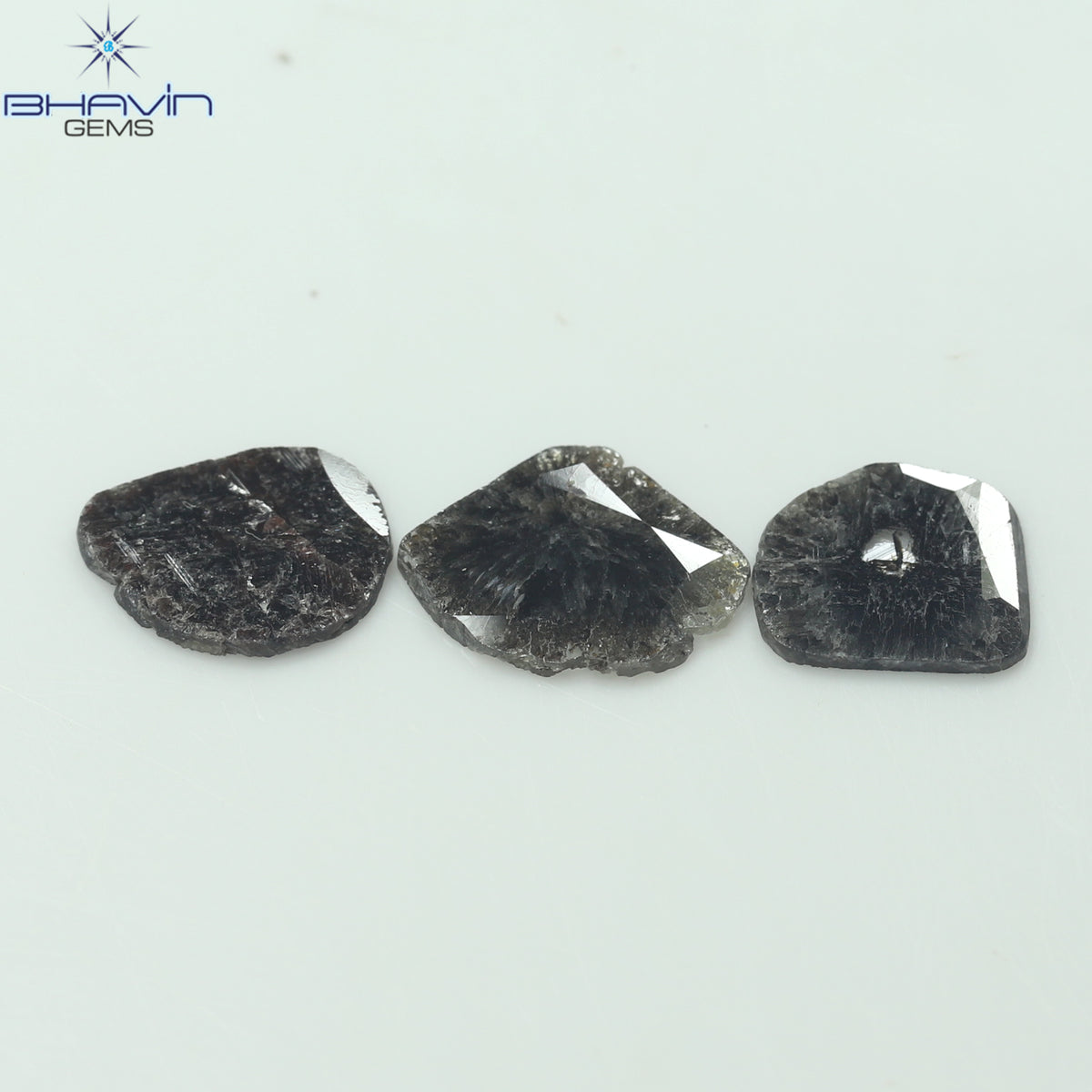 3.10 CT (3 Pcs) Slice Natural Diamond Salt And Pepper Color Clarity I3 (11.85 MM)