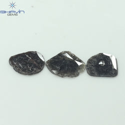 3.10 CT/3 PCS Slice Shape Natural Diamond Salt And Pepper Color I3 Clarity (11.85 MM)