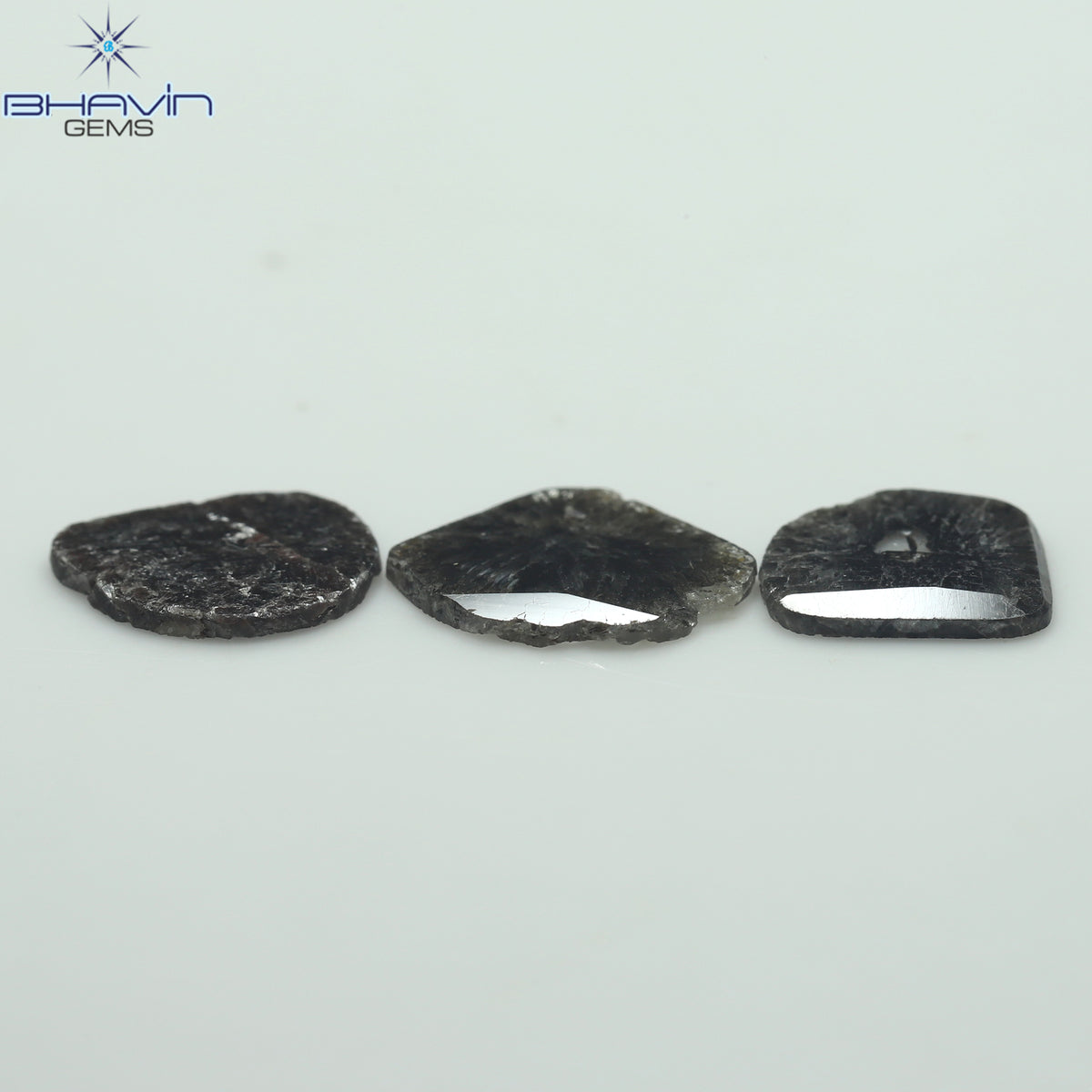 3.10 CT (3 Pcs) Slice Natural Diamond Salt And Pepper Color Clarity I3 (11.85 MM)