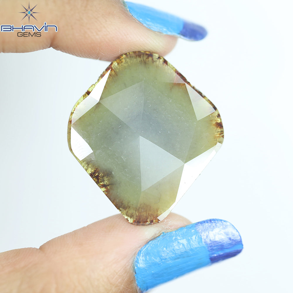 14.26 CT Slice Natural Brownish Grayish Yellow Diamond Clarity I3 (30.00 MM)