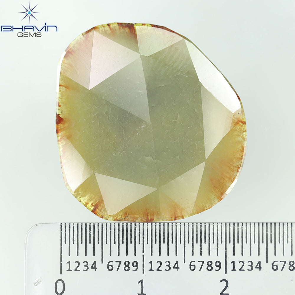 12.29 CT Slice Natural Brownish Grayish Yellow Diamond Clarity I3 (26.46 MM)