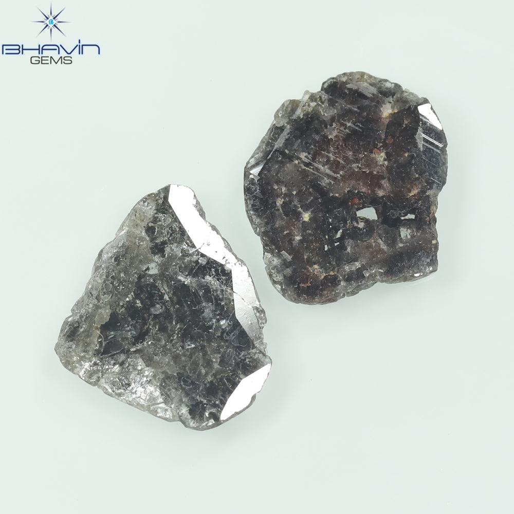 3.06 PCS Slice Shape Natural Diamond Salt And Pepper Color I3 Clarity (12.60 MM)