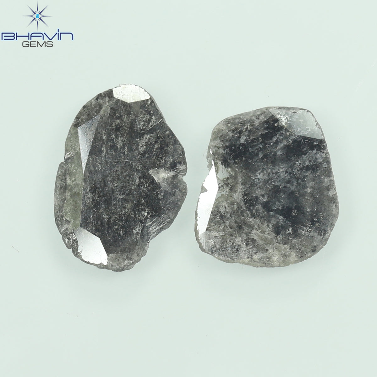2.52 CT (2 Pcs) Slice Natural Diamond Salt And Pepper Color Clarity I3 (12.55 MM)