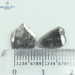 2.03 CT スライス シェイプ ナチュラル ダイヤモンド ソルト アンド ペッパー カラー I3 クラリティ (11.00 MM)