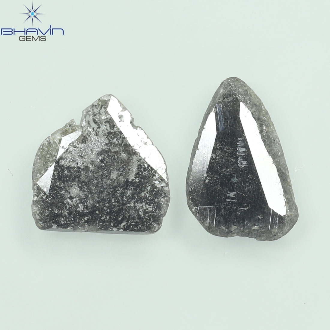 2.03 CT (2 Pcs) Slice Natural Diamond Salt And Pepper Color Clarity I3 (11.00 MM)