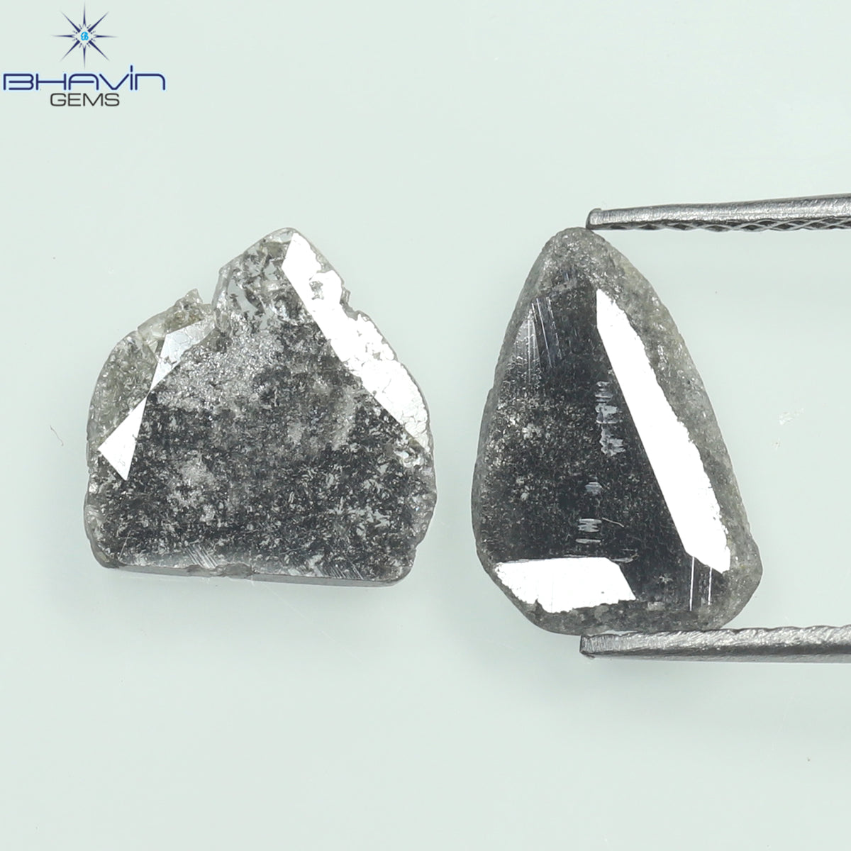 2.03 CT スライス シェイプ ナチュラル ダイヤモンド ソルト アンド ペッパー カラー I3 クラリティ (11.00 MM)