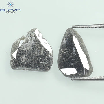 2.03 CT スライス シェイプ ナチュラル ダイヤモンド ソルト アンド ペッパー カラー I3 クラリティ (11.00 MM)
