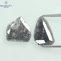 2.03 CT Slice Shape Natural Diamond Salt And Pepper Color I3 Clarity (11.00 MM)