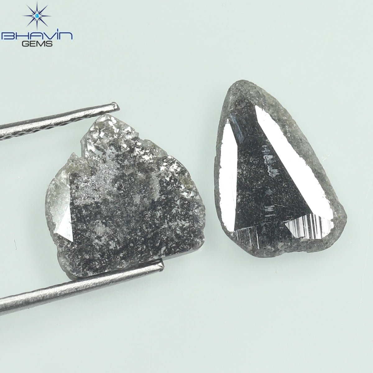 2.03 CT スライス シェイプ ナチュラル ダイヤモンド ソルト アンド ペッパー カラー I3 クラリティ (11.00 MM)