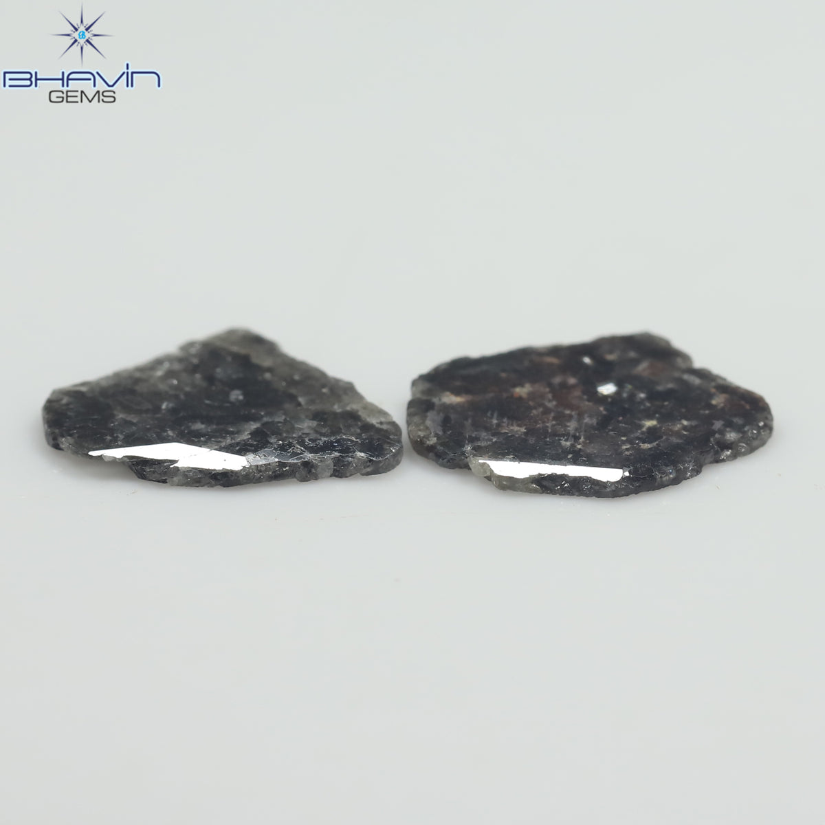 3.06 CT (2 Pcs) Slice Natural Diamond Salt And Pepper Color Clarity I3 (12.60 MM)