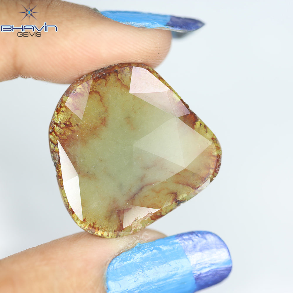 13.52 CT Slice Natural Brownish Grayish Yellow Diamond Clarity I3 (26.67 MM)