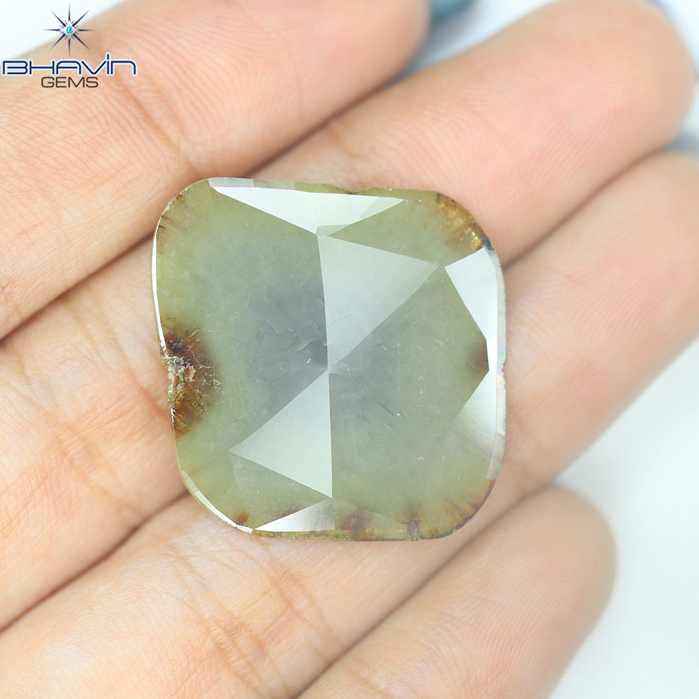 12.21ct ノーカット スライス ローズカット ダイヤモンド 天然 ルース ダイヤモンド ブラウン グレイッシュ イエロー ダイヤモンド ギフト ダイヤモンド ジュエリー ダイヤモンド リング EP35-1