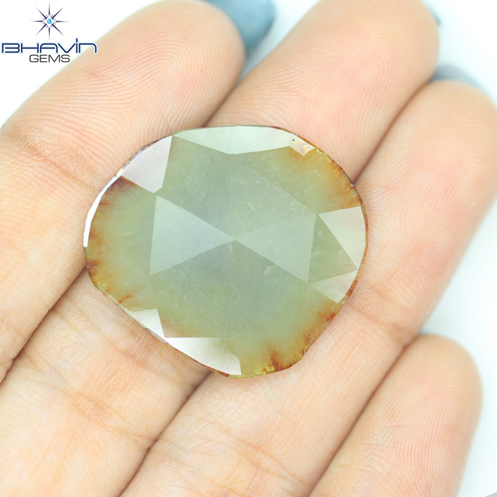 12.29 CT Slice Natural Brownish Grayish Yellow Diamond Clarity I3 (26.46 MM)