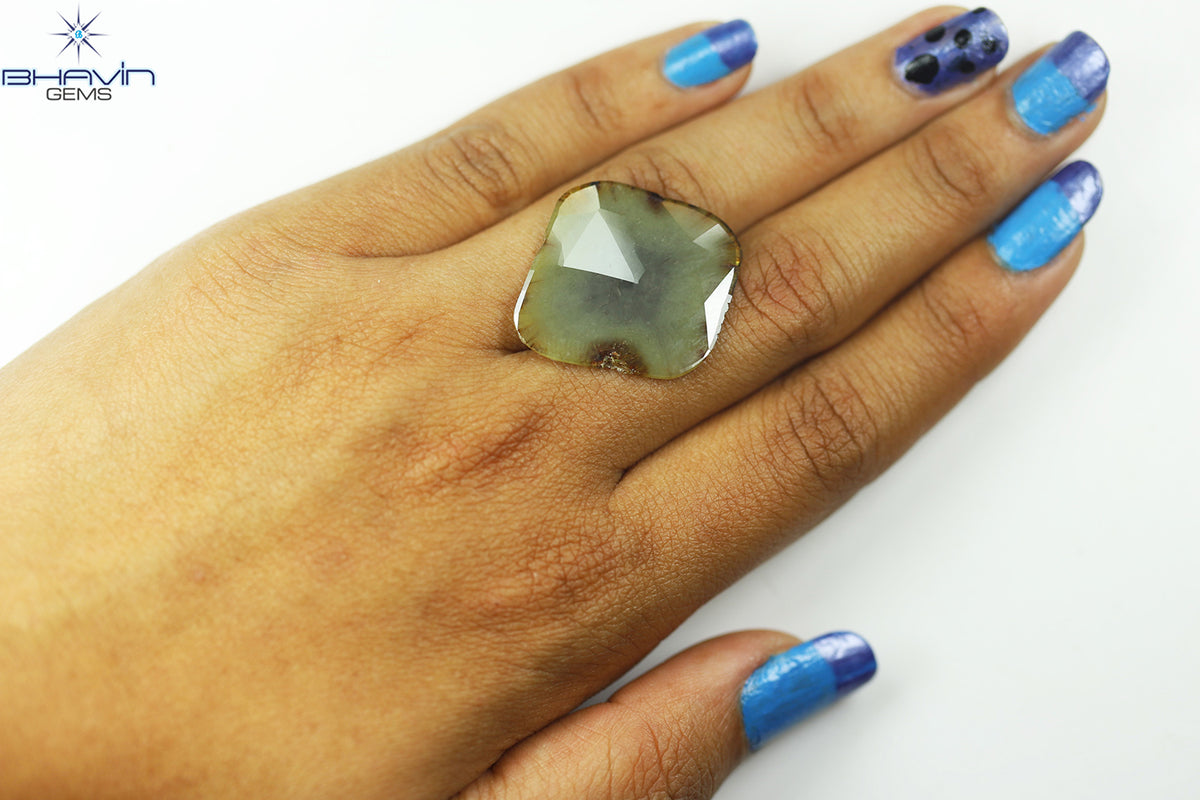 12.21ct ノーカット スライス ローズカット ダイヤモンド 天然 ルース ダイヤモンド ブラウン グレイッシュ イエロー ダイヤモンド ギフト ダイヤモンド ジュエリー ダイヤモンド リング EP35-1