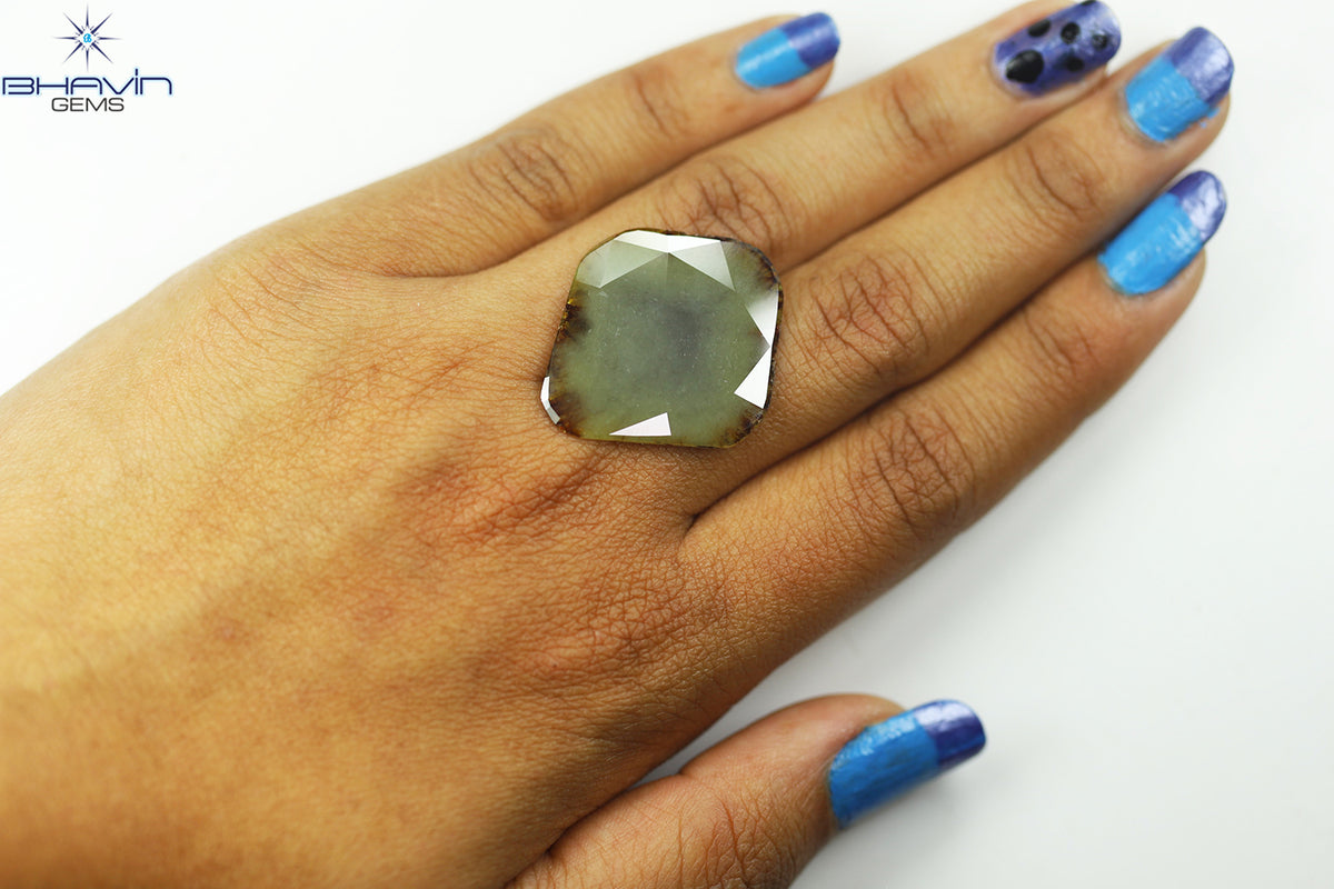 14.26ct ノーカット スライス ローズカット ダイヤモンド 天然 ルース ダイヤモンド ブラウン グレイッシュ イエロー ダイヤモンド ギフト ダイヤモンド ジュエリー ダイヤモンド リング EP35-2